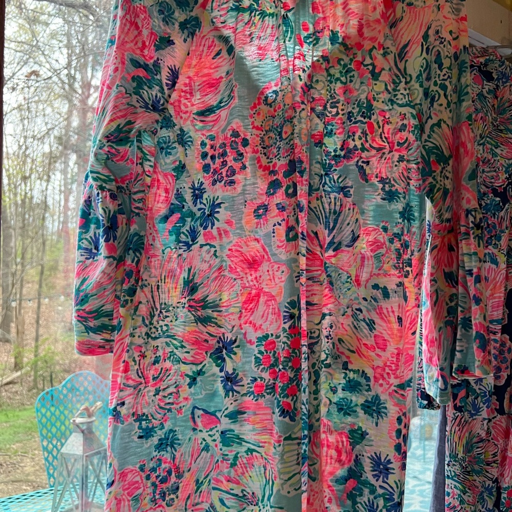 Lilly Pulitzer Resort Wear Pink and Blue V-Neck Dress